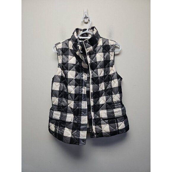 Talbots Jackets & Blazers - Talbots Down Puffer Vest Jacket Womens S Quilted Plaid Cinched Waist Zip Snap